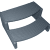 Confer Plastics Handi-Step Spa Steps, Charcoal Gray designed to fit around the base of an above-ground pool, gray in color with ribbed texture for grip.